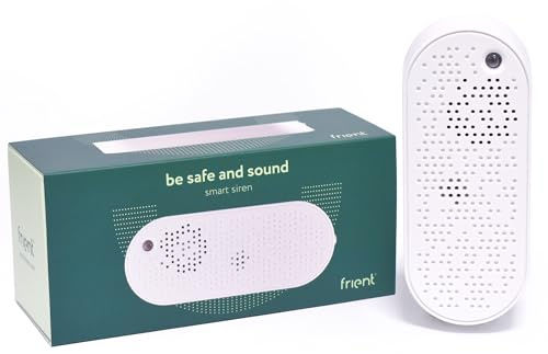 frient Smart Siren | Intelligent inomhuslarm för säkra hem | 90 dBm | Inbrottsskydd | Batteribackup | Zigbee räckviddsförlängare | Fungerar med SmartThings, Home Assistant och Homey