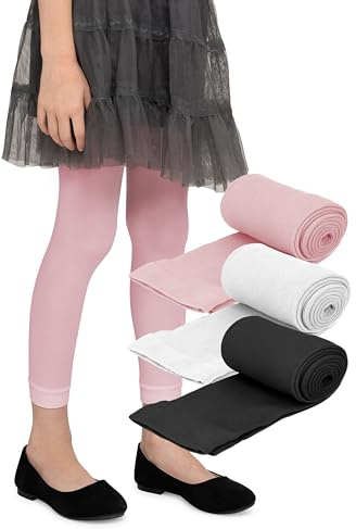 LORES Kinder-Leggings 7/8 Länge für Mädchen Modische fußlose stilvolle Hose für Kinder, Sport, Ballett, Yoga, Gymnastik, Hosen, Rock, Kleid Alice, 3 Pack Mix 134/140 cm (9/10 Jahre)
