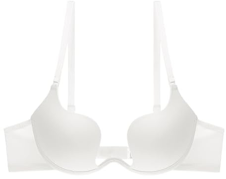 HLYLDL Women's Deep U Multi-Way Underwire Push Up Convertible Low Cut Plunge Bra Everyday Seamless