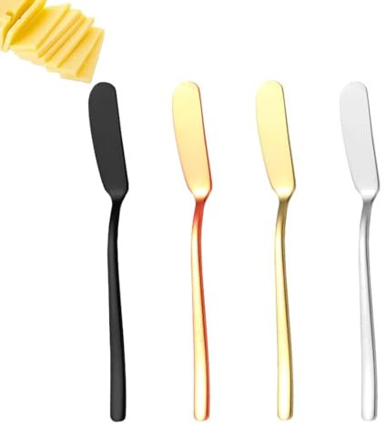 BQRKOTM 4 Pezzi Coltello Burro Formaggio, Coltelli Spalmatori di Formaggio, Coltelli Professionali per Burro, Coltello da Crema in Acciaio Inossidabile, Coltello da Burro Coltelli da Formaggio