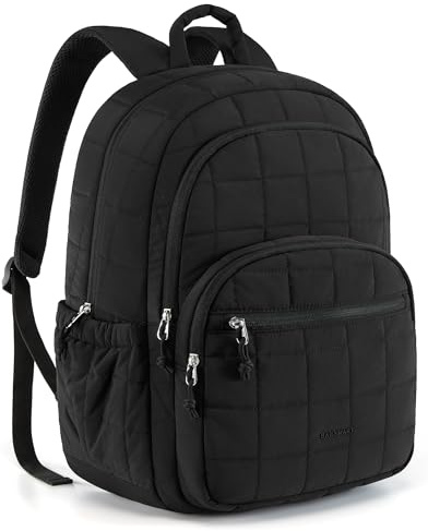 bagsmart Laptop ryggsäck för kvinnor, quiltad dagsryggsäck, vattentät bokväska för 15,6-tums bärbar dator, högskola resor