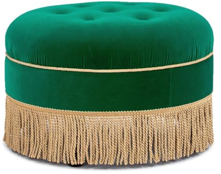 Jennifer Taylor Home Yolanda 24 Round Upholstered Accent Ottoman, Ultramarine Green