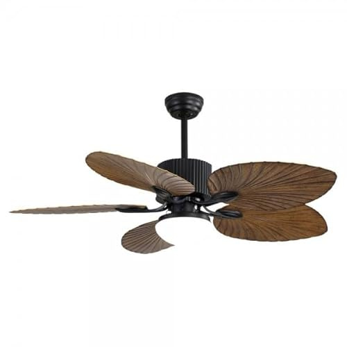 Bilake Ventilador de techo grande luz y mando Ø132 cm motor DC 5 aspas | Ventilador techo colonial estilo tropical diseño hoja de palma