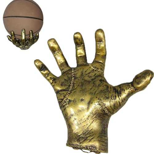 Xzyden Stylized Mechanical Hand Ball Holder,Resin Basketball Soccer Football Display Mount, Sports Fan Wall Decor Art Sculpture, Decorative Shelf Stand (22x21x8cm) (B-Gold)
