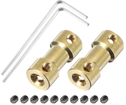QUARKZMAN 2 Pezzi 6mm A 6mm Giunto Di Accoppiamento Albero In Ottone Con Viti E Chiave Esagonale Giunto Flessibile Albero Motore Per Ruote Auto Pneumatici Motore