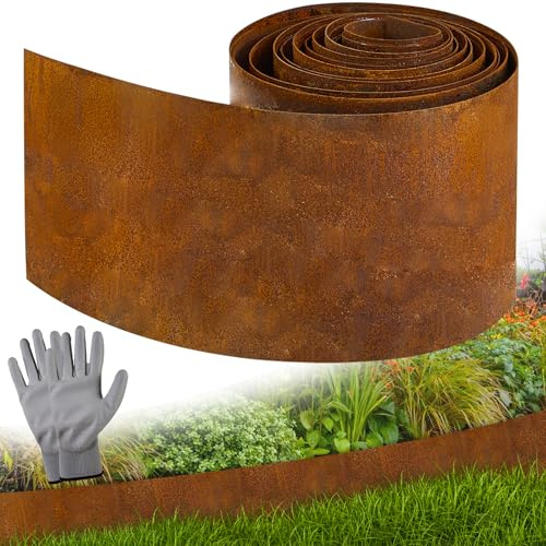 Vehipa 10 m x 14 cm Bordatura per prato in acciaio Corten