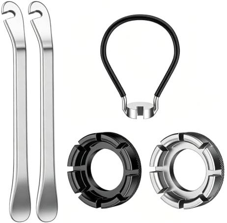 VerveFusion Kit Reparation Velo 5 Pcs, 2 Demonte Pneu Velo en Metal, 2 Cle a Rayon 8 Voies, 1 Cle Rayon Velo, Outil Velo pour Devoilage Roue Velo, Accessoires pour Entretien et Reparation de Cyclisme