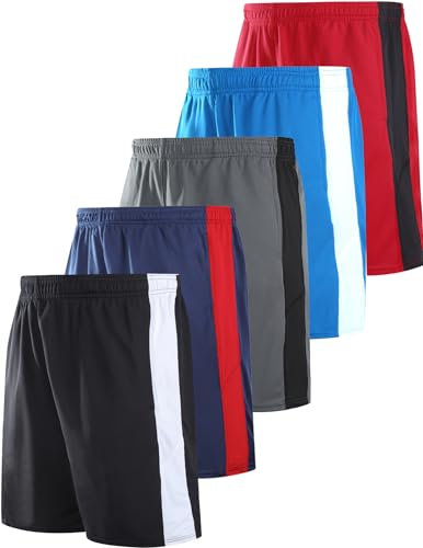 Liberty Imports Herren Athletic 9 with Pockets and Drawcord Sport-Shorts, Marineblau/Grau/Schwarz/Himmelblau/Rot, XL