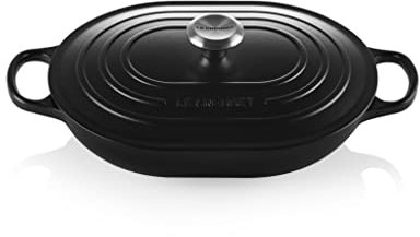Le Creuset Signature Oblong aus Gusseisen, für alle Herdarten und Backöfen, 31 cm, 3,4 Liter, Schwarz matt, 21112310000430, Nectar