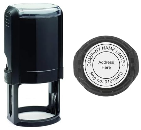 Company Custom Made Circular Self Inking Stamp - Large Size 42mm x 42mm Professional Business Stamper - Black Ink
