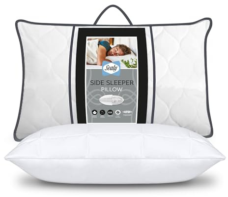 Sealy Side Sleeper Pillow - Supportive Foam Centre Pillow with Medium Firmness Ideal for Side Sleepers - Hypoallergenic, Fibadown Fibres and Quilted Cotton Cover, Pack of 1