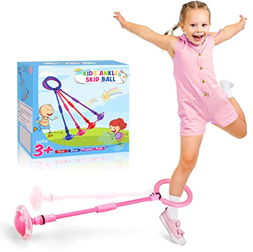 Chridark Bola de salto de tobillo para niños, plegable, doble barra, juguete de juego al aire libre para niños y adultos, regalo para niños y niñas de 5, 6, 7, 8, 9, 10 años