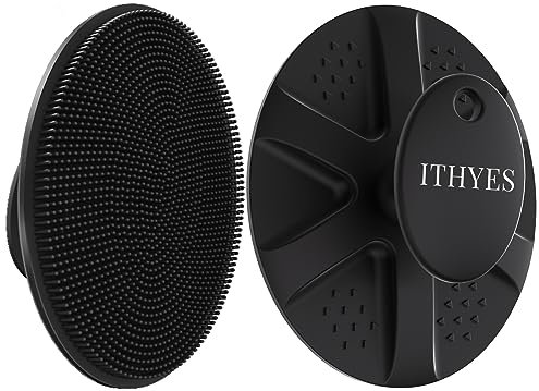 Ithyes Silikon Duschbürste,Körperbürste,Badebürste,Silicone Body Scrubber,Trockenbürste Körper,Peeling Bürste,Schaumt gut Leicht zu Reinigen Hygienischer Massagebürste Körper 1 Stück (Schwarz)