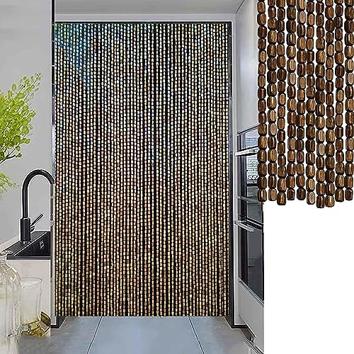 Cortinas De Cuentas Para Puertas,60/80/90/100/110/120/130/140 Hebras De Madera De Bambú Natural Cortina De Abalorios,Panel De Pantalla De Mosca,Colgante Cortinas De Cuentas,W×H-130strands(130×180cm)
