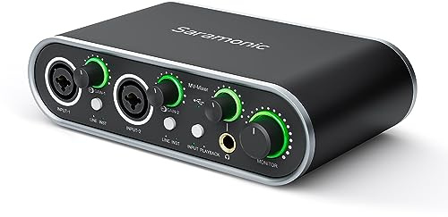 Saramonic MV-Mixer 2-Channel 24-bit/192kHz Audio Interface for Mac Computers and Windows with 2x XLR Input-1/4 Inch Combo Inputs for Microphone, Instrument and Line Signals (MV-MIXER)