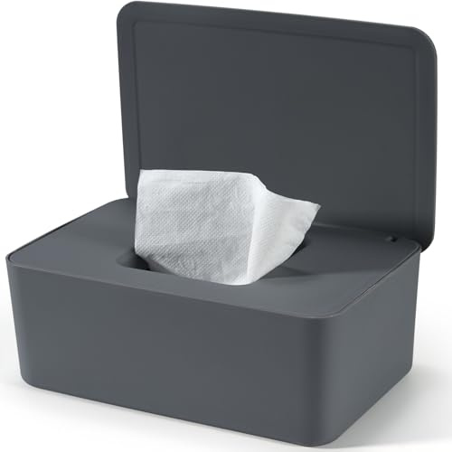 Scatola Porta Salviette, Porta Scatola Dispenser per Neonati, Scatola per Salviette Umide con Coperchio per Bambini, Scatola per Salviette Umide, Scatola di Carta Umida per Casa e Ufficio (Grigio)