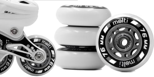 Molti Räder mit Kugellager MOLTI ABEC9 4er- Pack Indoor-/Outdoor-Rollschuh Räder Inlin-Skates Freizeitspaß 76 * 24mm weiß