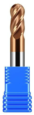 sisona 3/8 Carbide Ball Nose end Mill Bits - 3/8 Shank Dia,2-1/2'' Oal - 4 Flutes TISIN Coated - for Alloy Steels, Hardened Steels