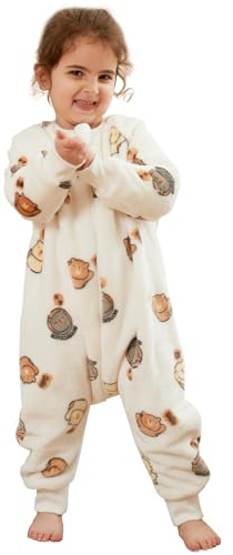 Monstoyo Gigoteuse a Pied Surpyjama Bébé Fille Garçon, Hiver Flanelle Combinaison Pyjama Enfant Turbulette avec Jambes, Cartoon Manches Longue Dors Bien Grenouillère Sac de Couchage 0-6 Ans