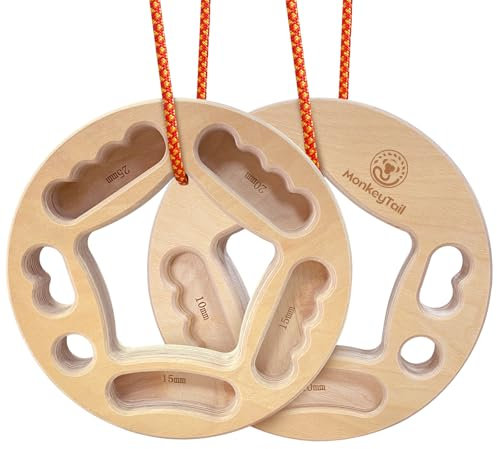 MonkeyTail Hangboard Fingerboard Kletterringe Fingertraininggerät für Klimmzüge Grifftraining Indoor und Outdoor Doppelseitig rutschfest Tragbar