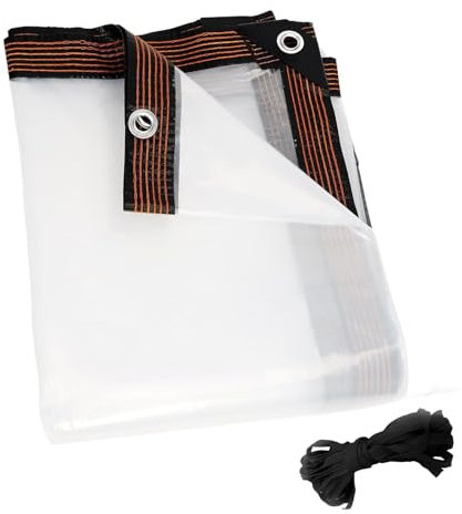 Neegaurd 2 x 2.5m teloni, impermeabili, trasparenti con occhielli, telo di copertura impermeabile, in tessuto, per esterni, campeggio, balcone, giardino, gazebo, serra