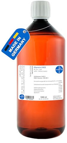 HERRLAN® Glycerin 99,9% – 1000 ml pflanzlich & pharmazeutisch rein - Für Cremes, Lotionen, Gels & Hautpflege - SPITZENQUALITÄT - Made in Germany