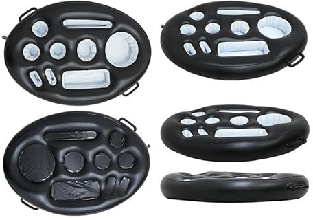 Gonflable Porte Gobelet Piscine, Bar Flottant Piscine 9 Trous avec Corde Traction, 2 en 1 Grand Plateau Piscine 75X50 Porte-Gobelet Flottant Portable pour Adultes Plateau Apero Piscine