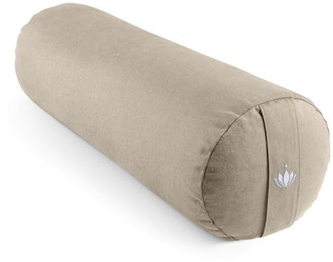 Lotuscrafts yogarulle för Yin Yoga Ø24 cm - yogarulle med fyllning av dinkel - tvättbart fodral av bomull - Yogastödrulle för återställande yoga - GOTS-certifierad
