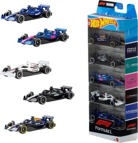 Hot Wheels 1:64 Scale 5-Pack Formula 1 Die-Cast Toy Cars