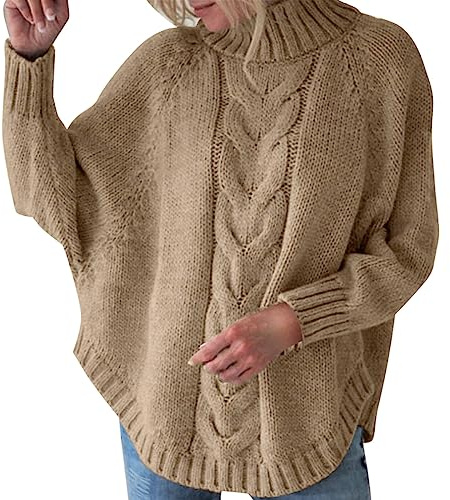 Pull Femme Hiver Long Pull Tout Doux Femme à Tricoter à Manches Hautes Et Manches Chauve Souris pour Femmes Gros Hiver Chandail