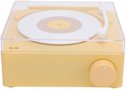 Sxhlseller Haut-Parleur Tourne-Disque Fil, Réveil, Lecteur de Disque Portable pour la Maison et la Chambre à Coucher, ABS (Yellow)