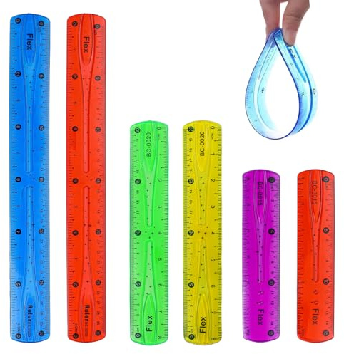6 PièCes RèGles Flexibles, RèGle Flexible Transparentes, RèGle en Silicone pour L'éCole, le Bureau, la Maison, Multicolore(Couleur Aléatoire)