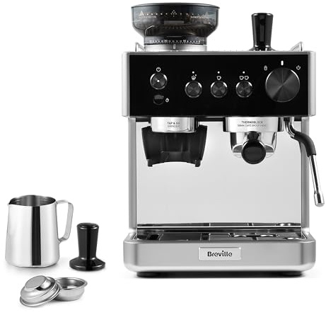 Breville Barista Classic Espresso Machine | Bean to Cup Coffee Maker with Integrated Coffee Grinder & Milk Frother | 15 Bar Italian Pump | Black & Silver [VCF186]