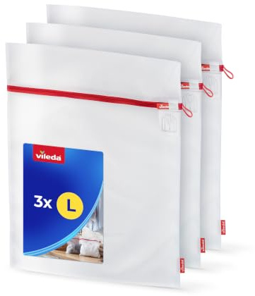 Vileda Tvättnät set om 3 L 40 x 50 cm för tvättmaskin | Slitstark polyester med silikondragkedja och hängande ögla, för skjortor, tröjor, jeans och fintvätt
