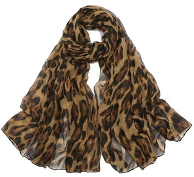 Leopard Print Scarf for Women,Lightweight Chiffon Rectangular Scarf,Soft Touch Silk Feel Fashion Accessory,for Everyday Wear Party Wedding Travel Office Business Casual Elegant Animal Print Neck Wrap