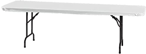 Creative Converting 37300 Plain Classic White Stay Put Tablecover, 30 x 96