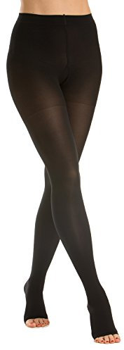 Relaxsan M1180A (Black 3-L) Soft microfiber open-toe medical compression tights - Class 1 (15-21 mmHg)