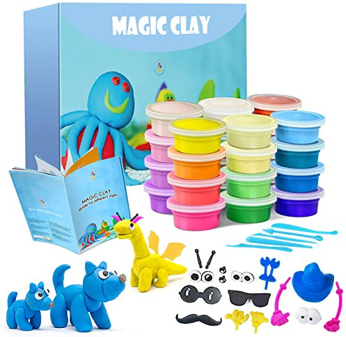 Modelling Clay Kit - 24 Colours Air Dry Magic Clay, DIY Molding Clay with Tools, Craft Kit for Kids Boys Girls, Presents Gift for Boys & Girls Age 3-12 Year Old