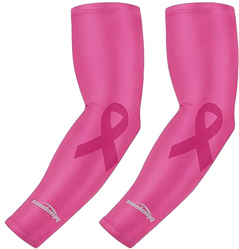 COOLOMG Pink Football Arm Sleeves Breast Cancer Awareness Baseball Compression Sleeves S
