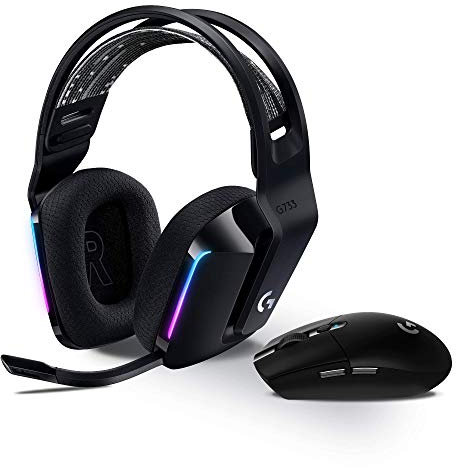 Logitech G305 Lightspeed kabellose Gaming-Maus + Logitech G733 Lightspeed Kabelloses Gaming Headset mit Kopfbügel