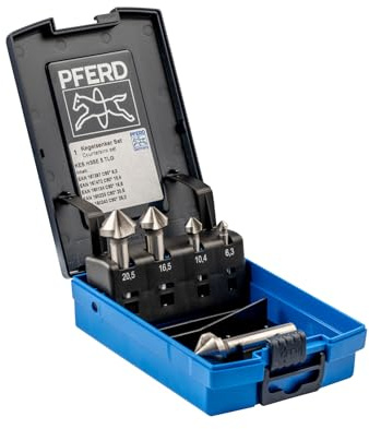 PFERD TOOLS Assortiment de fraises coniques et ébavureurs HSS-E Co5, 5 pièces | 90°, Ø 6,3-25,0 mm, DIN 335 C | 25202156 – pour le chambrage de vis à 90°