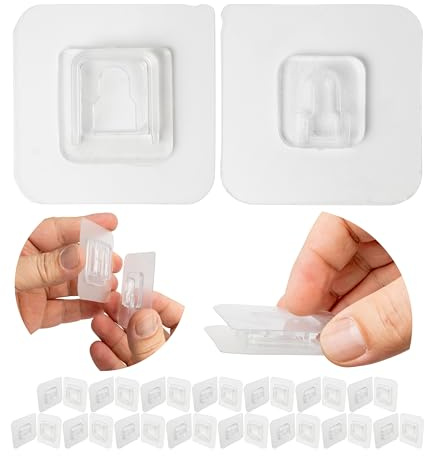 Ganci Adesivi Trasparenti, 16 coppi, 60 x 60 mm, Gancio multiuso per aderire a porte e pareti in bagni, cucine, garage, decorazioni, portasciugamani autoadesivo, Ganci adesivi parete, gancio fissaggio