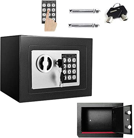High Security Safe Key and Password Lock Solid Steel Box Digital Keypad Lock Electronic Safe for Home Office Hostel Fire Retardant (4.6L, Black)