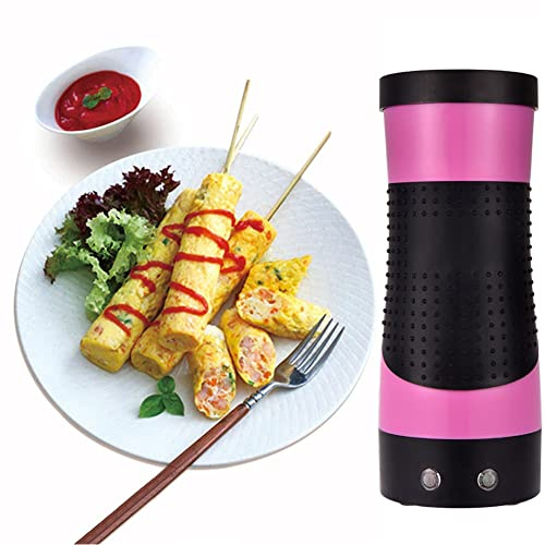 Electric Egg Roll Maker & Omelette Boiler - Multifunctional Mini Breakfast Machine - DIY Egg Cups (Pink)