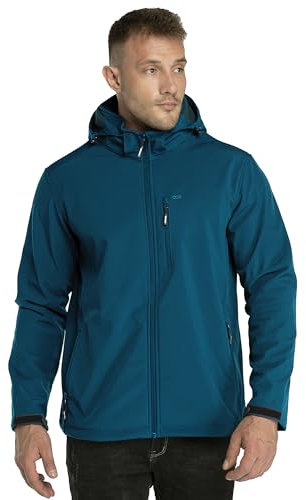 33,000ft Softshelljacke für Herren Wasserdicht Winterjacke Winddicht Warme Fleece Gefüttert Windbreaker Funktionsjacke Outdoorjacke für Wandern Fahrrad Camping Dunkles Cyan 4XL