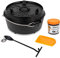 Petromax Feuertopf ft4,5 Einsteiger-Set - Dutch Oven mit Standfüßen inklusive Deckelheber, Pflegepaste und Untersetzer - für alle Grillarten und offenes Feuer - 4 Liter