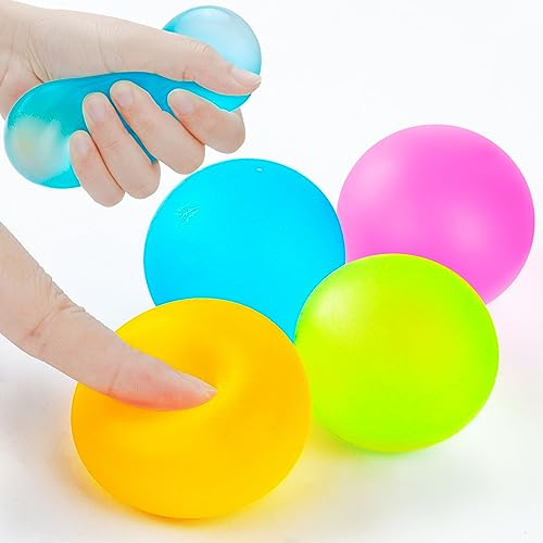 Ainiv Balles Anti-Stress Colorées Fidget Balls, 4PCS 4cm Boule Anti Stress, Haute élasticité Balle Anti Stress pour Soulager l'anxiété Le TDAH - Fête Cadeau