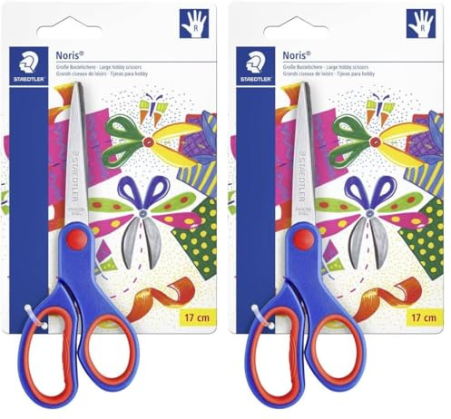Staedtler Noris Club 96517NBK - Tijeras para niños (17 cm, mango ergonómico, acero inoxidable) (Paquete de 2)