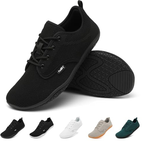 Geweo Barefoot Minimalistes Chaussures Femme Homme Large Running Gym Trail Fitness Sport Chaussure Décontracté Pieds Nus Trekking Barefoot Shoes Basket Sneakers Léger Antidérapant Noir 37EU