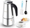 Cafetera Italiana 12 Tazas 600 ml Cafetera Italiana Induccion Compatible con Gas Vitrocerámica e Inducción Cafetera Conveniente Para la Cocina de Inducción Acero Inoxidable de Válvula de Seguridad